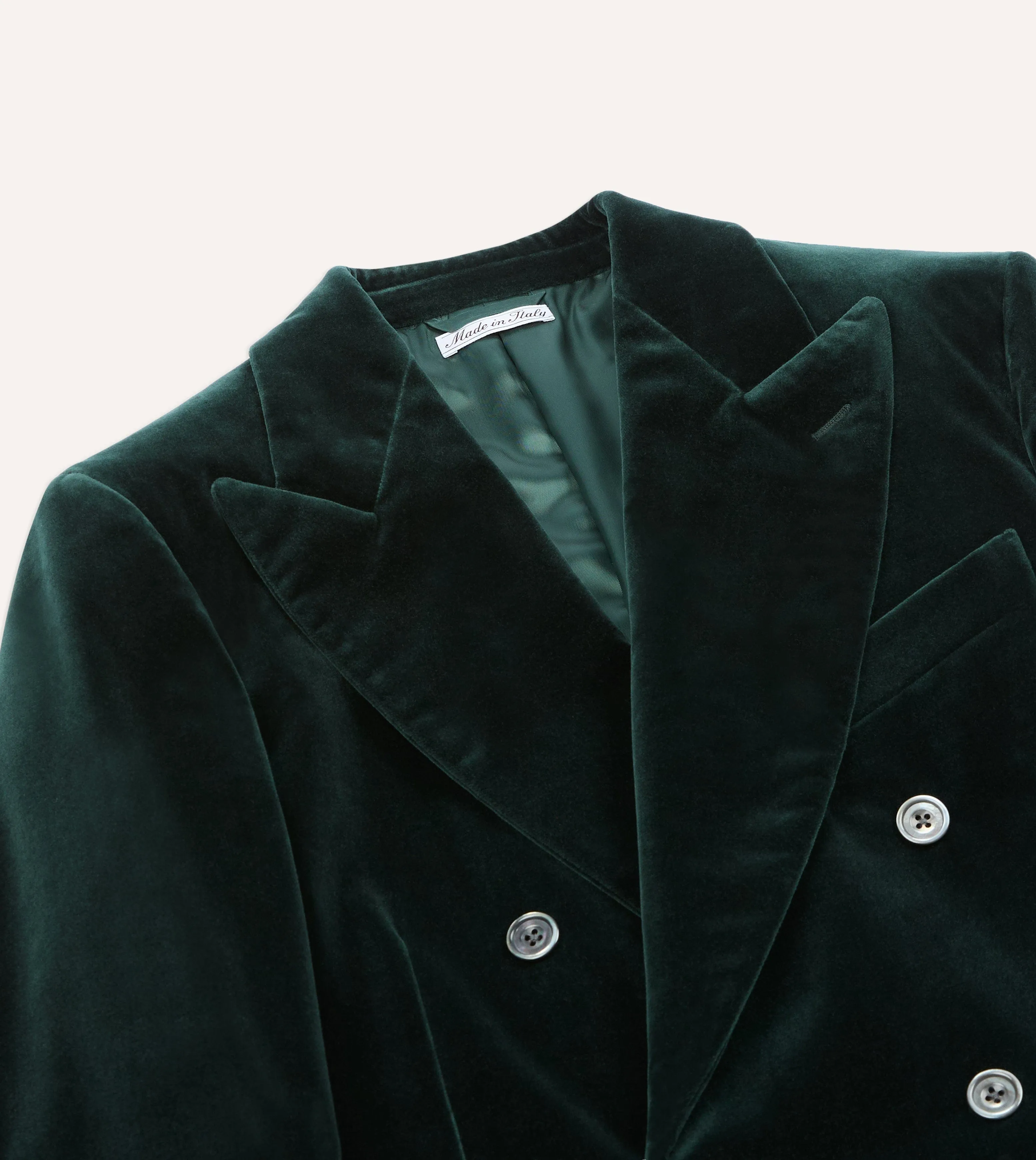 Green Velvet Double-Breasted Blazer Light Travel Piece Zipper Closure Mechanism