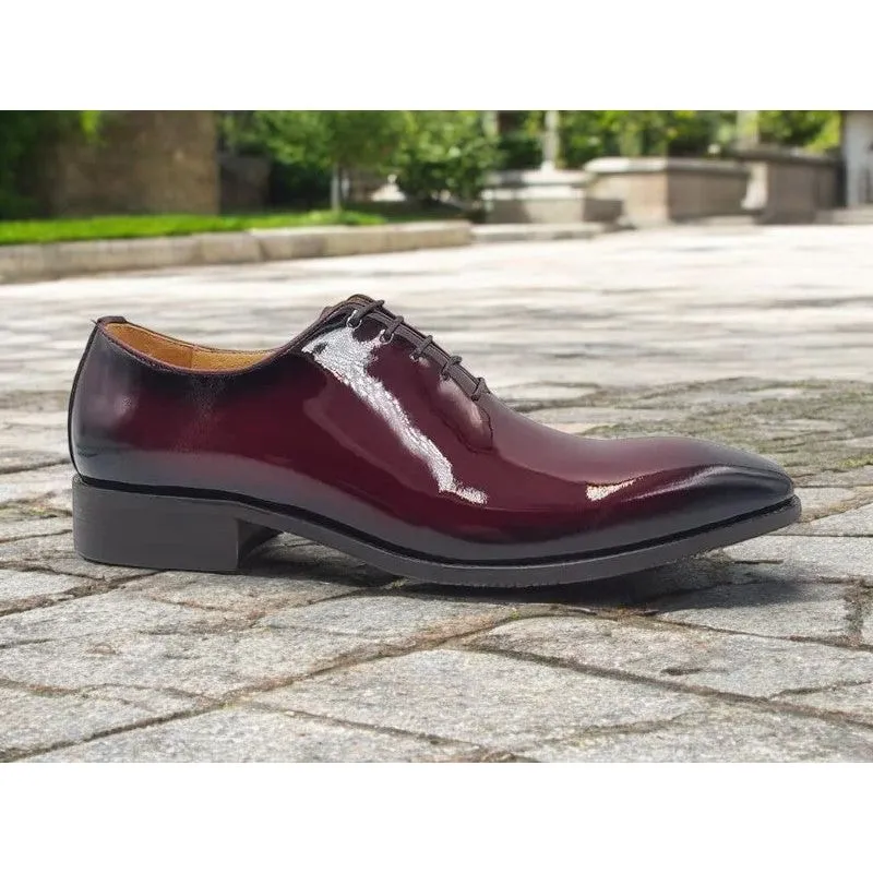 Routine Wear Urban Fashion Carrucci Burgundy Patent Leather Lace-Up Oxford Dress Shoe - KS503-101P