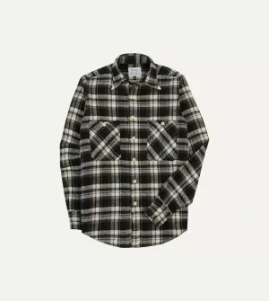 Fashion Forward Neutral Tone Drake's by A. Levine Black Check Cotton Two-Pocket Work Shirt