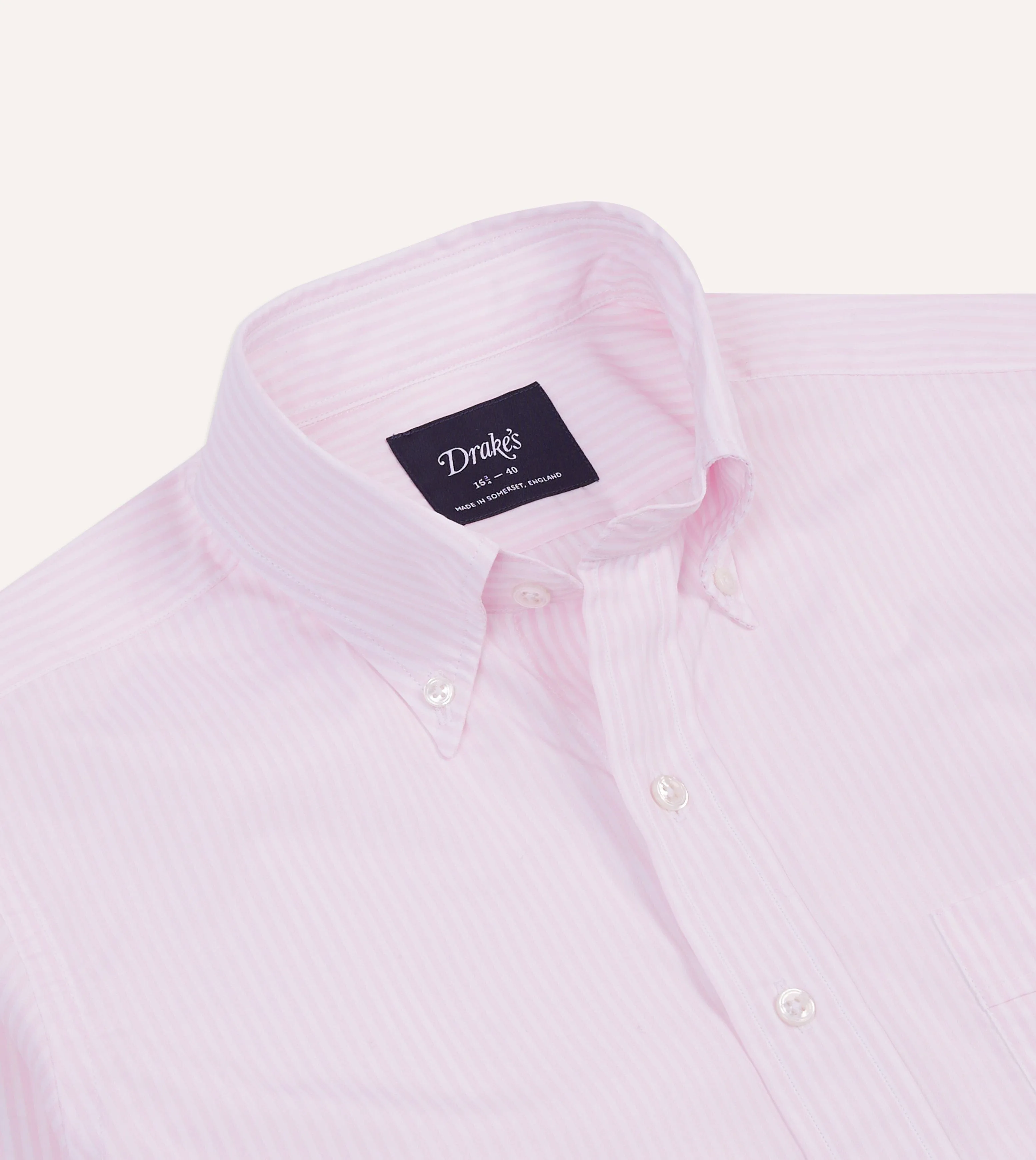 Pink Narrow Stripe Cotton Poplin Button-Down Shirt Luxury Feel