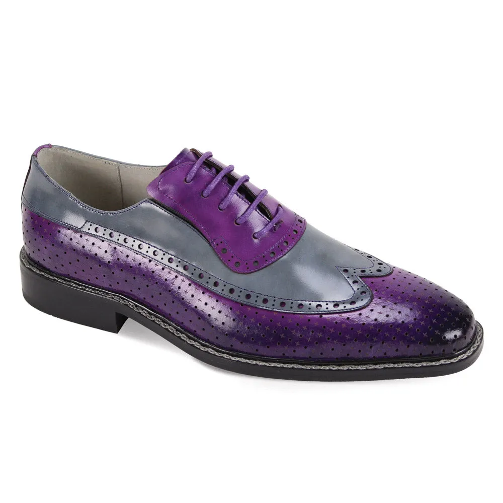 Ross Collection Purple & Grey Wingtip Brogue Oxford Shoes Coastal vibe Track Run