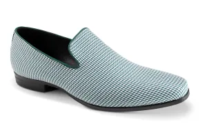 Comfortable Design Houndour Collection: Montique Emerald Houndstooth Slip-On Fashion Shoes S-2424