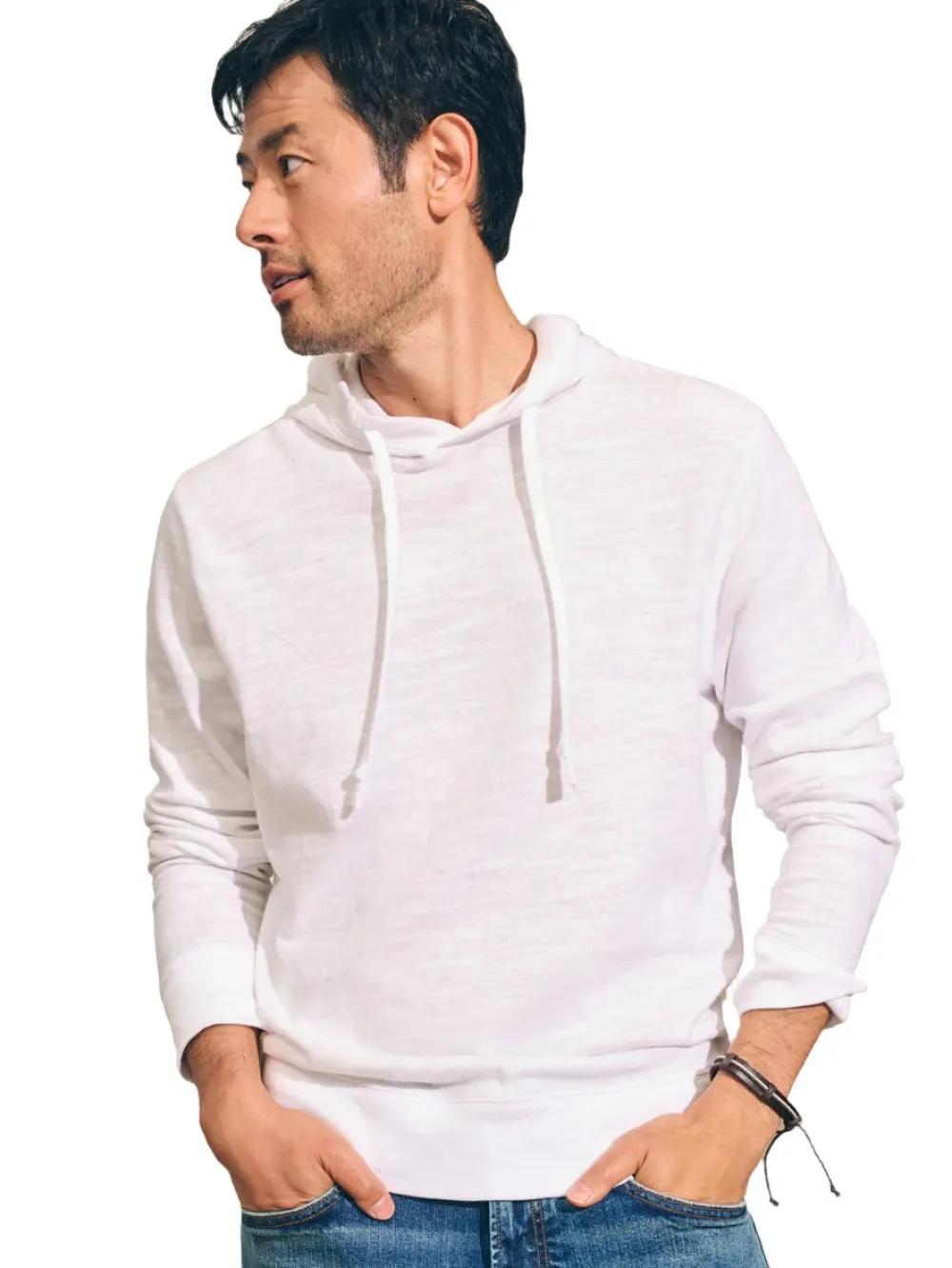Breathable Lining Sunwashed Slub Hoodie - White