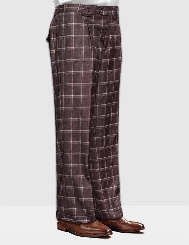 BROWN PLAID WIDE LEG DRESS PANTS UltraSoftLining