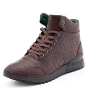 Chocolate Brown High Top Urban Sneakers Reinforced Neutral Style