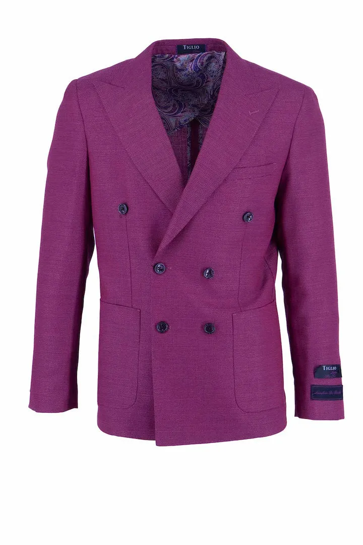 Everyday apparel waterproof construction Tiglio Luxe Dark Fuchsia Santorini /THP Slim Fit Half Lined, Pure Wool Jacket TL2728