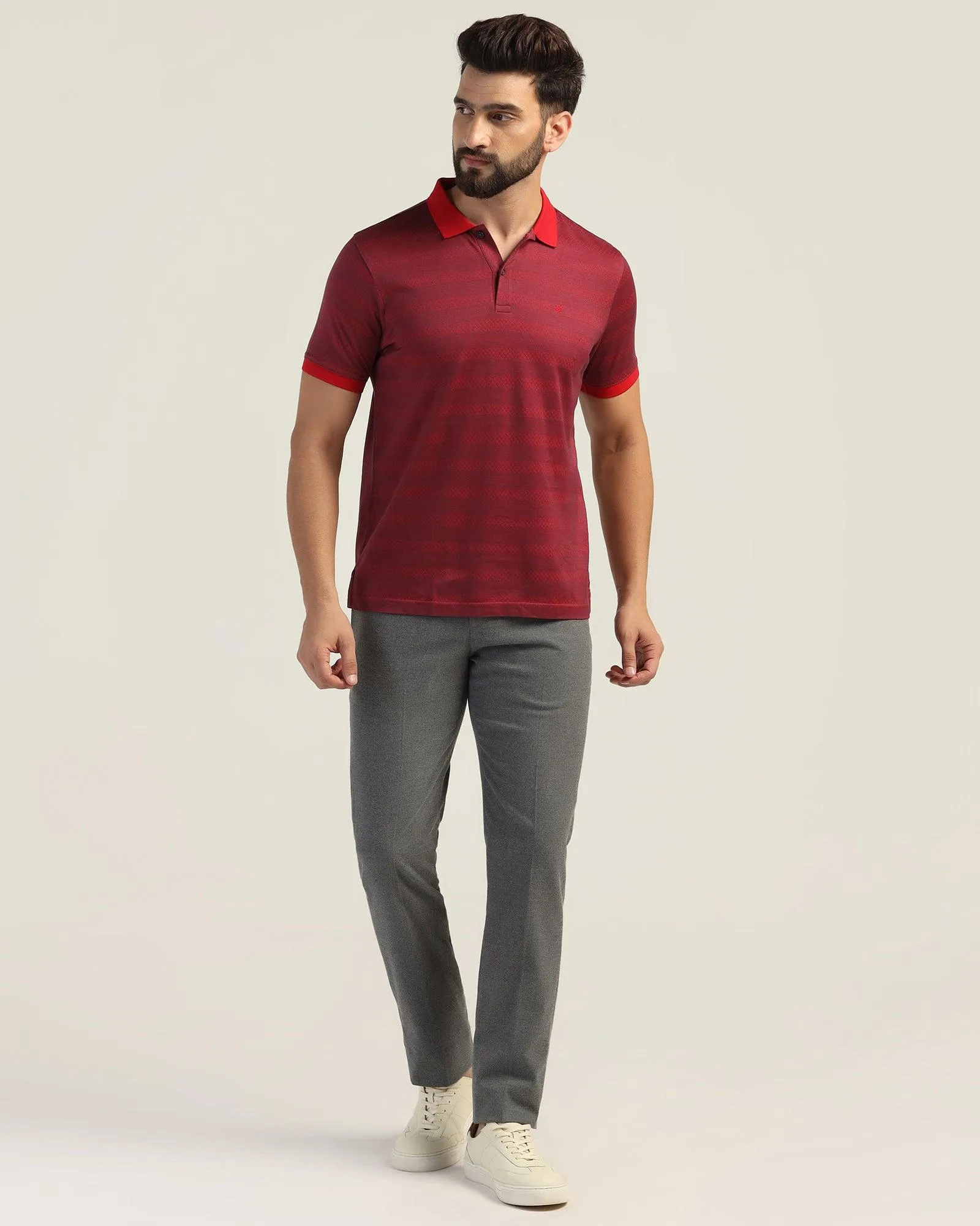 No Tag Stylish Look Slim Comfort B-95 Formal Grey Solid Trouser - Thunderbird