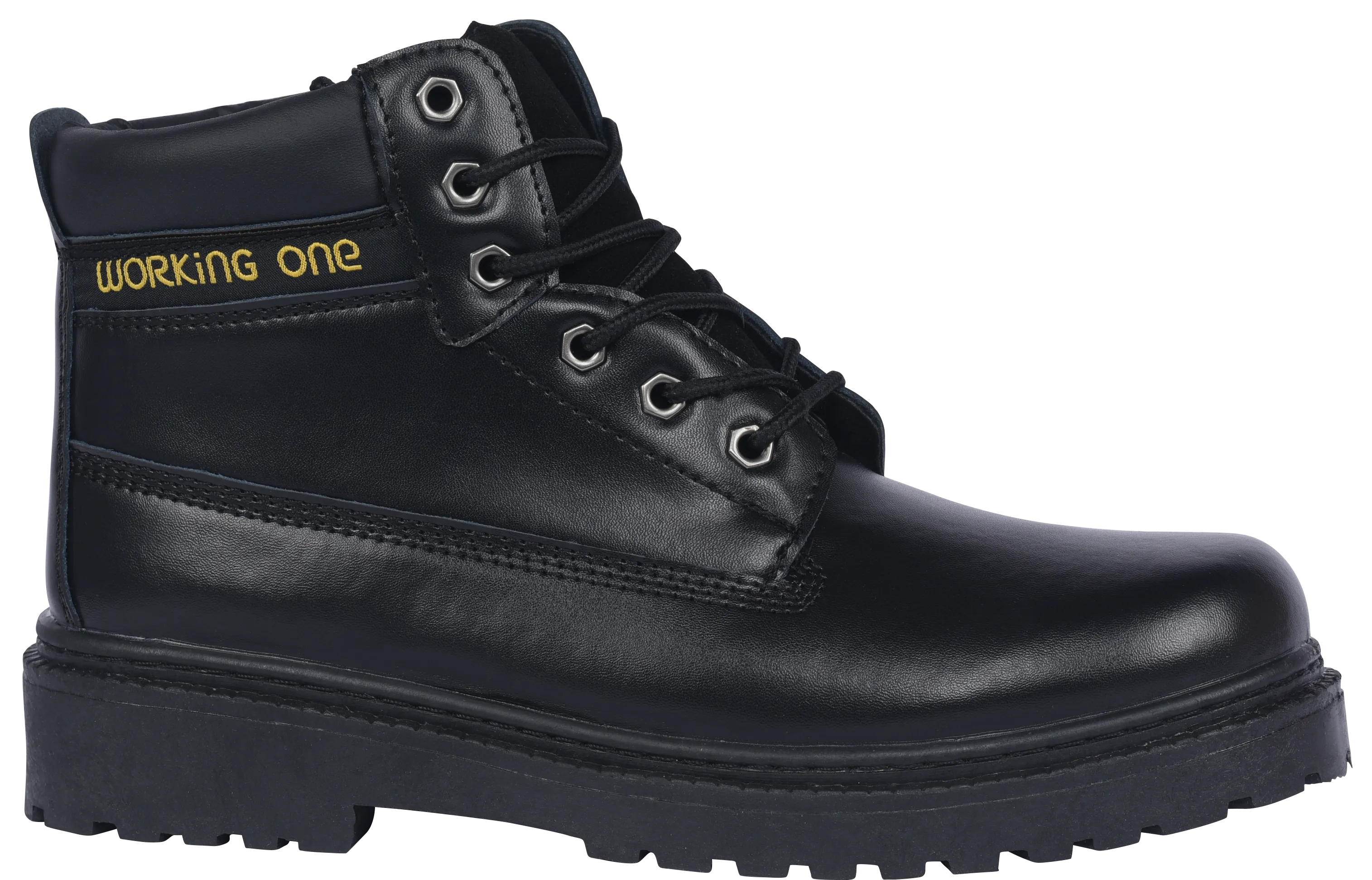 Black Smooth Leather Work Boots Rough Ready Quick Drying Cold Weather Commuter