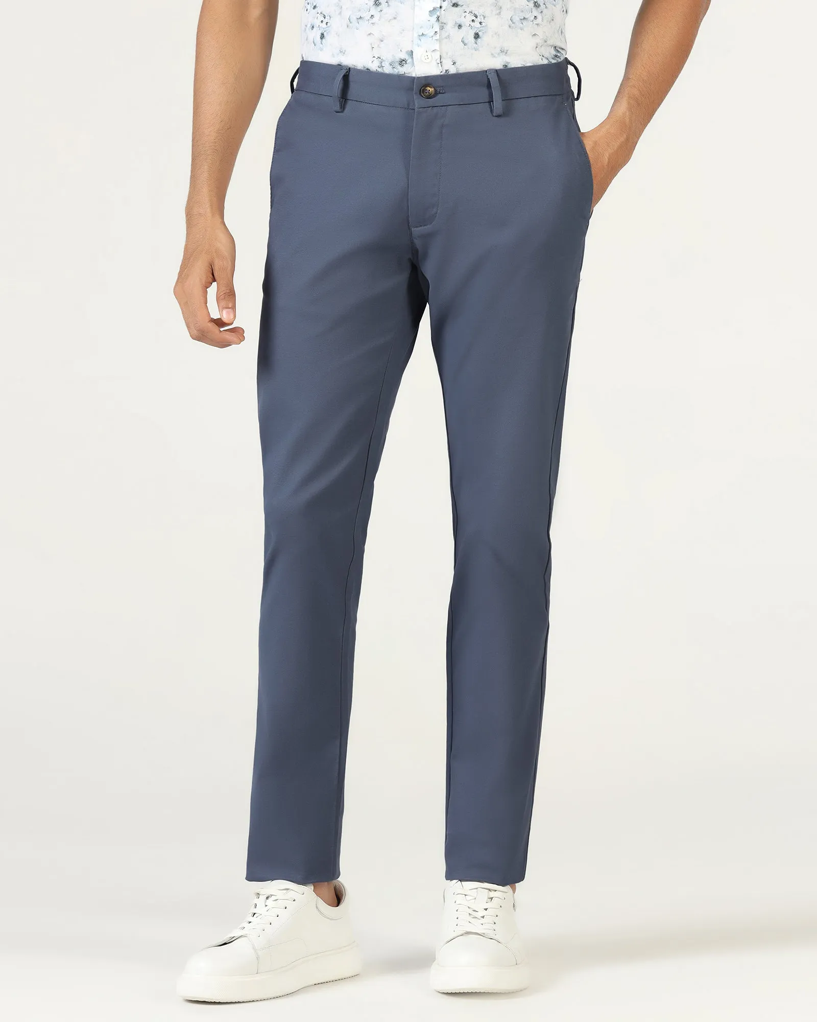 Simple Cut Blue Textured Khakis - Karis