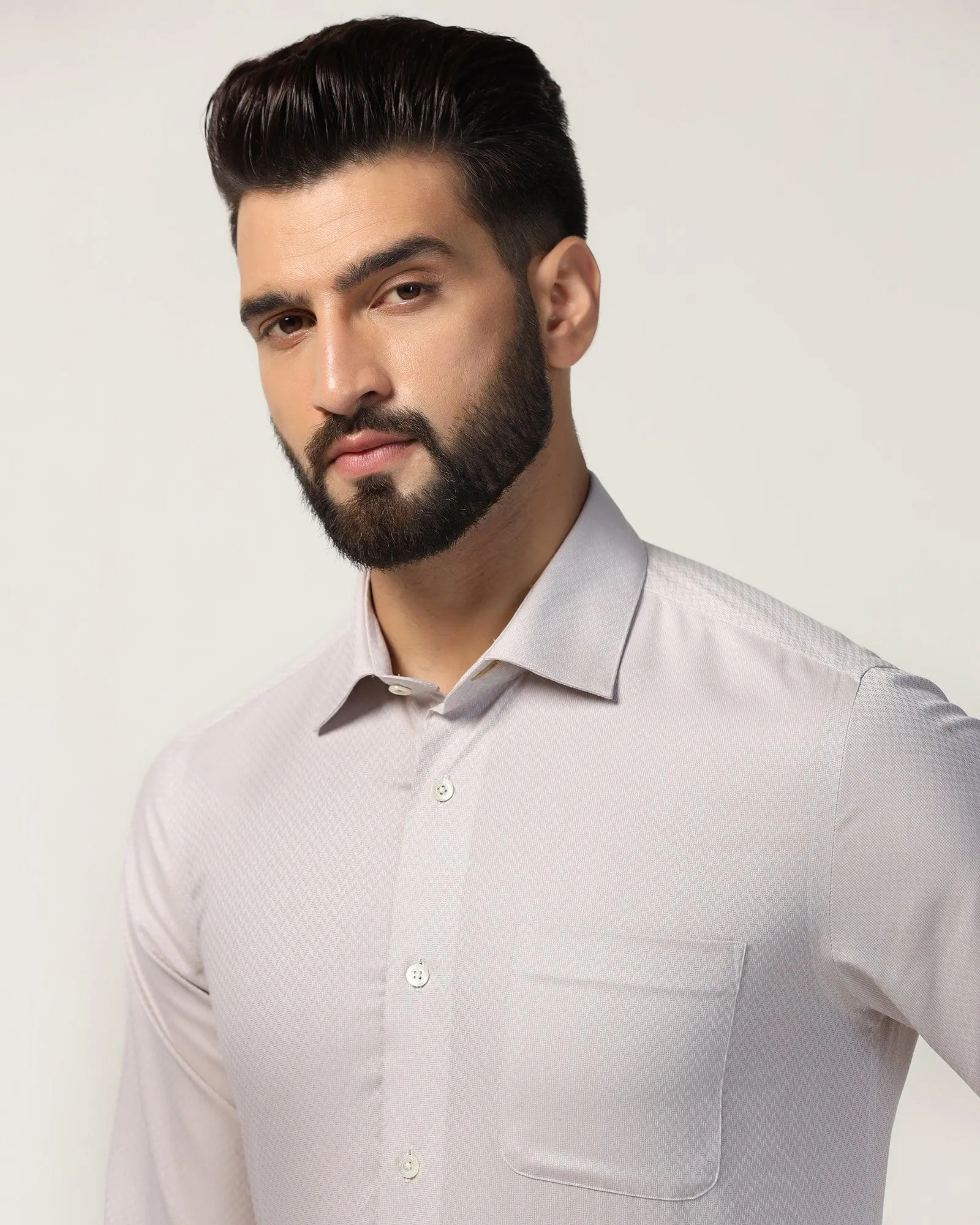 Premium Quality Luxe Formal Beige Textured Shirt - Silas