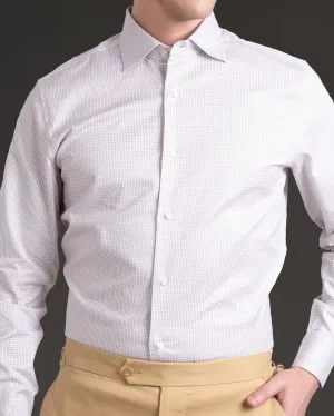 Tan Small Graph Checks Twill Shirt Virtual Fit