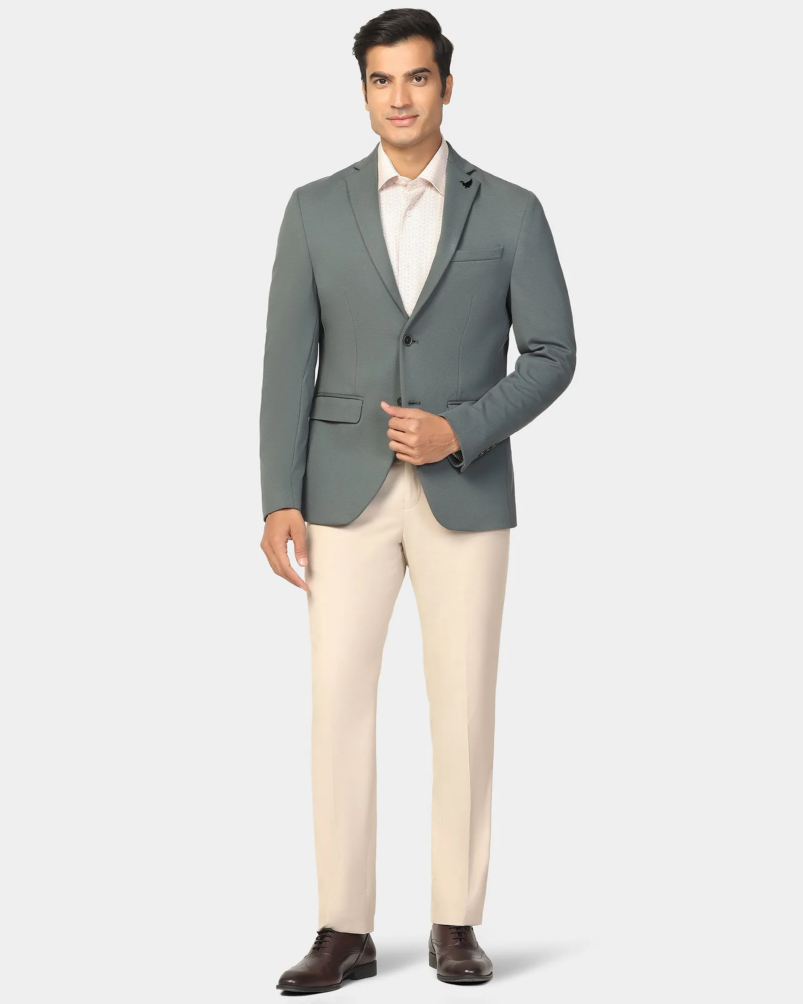 Convertible Collar Style Classic Fit Formal Olive Textured Blazer - Dylan