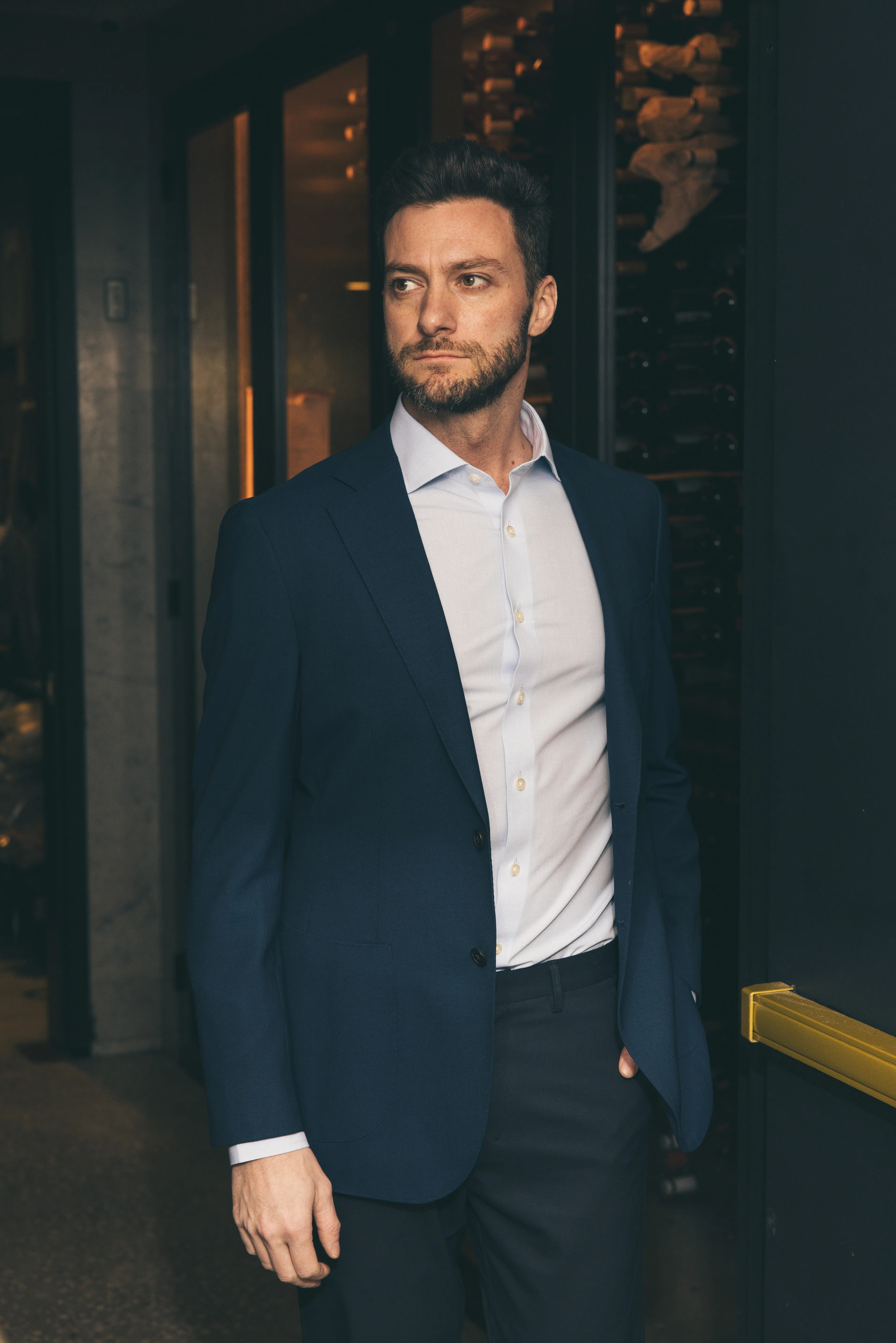 High Visibility Trims Glow In The Dark Trim Cerruti Travel Blazer | Blue