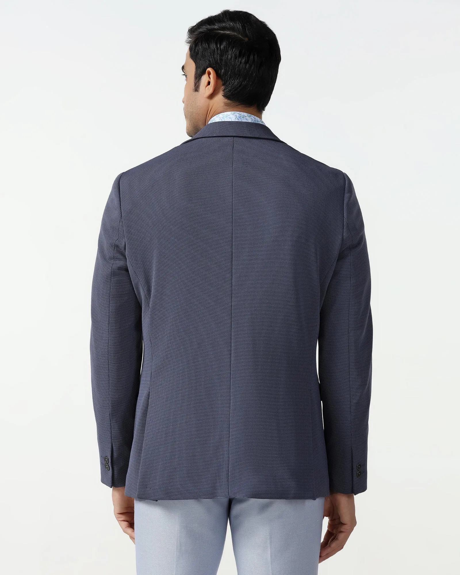 Mid Length Cut Formal Grey Textured Blazer - Rismo