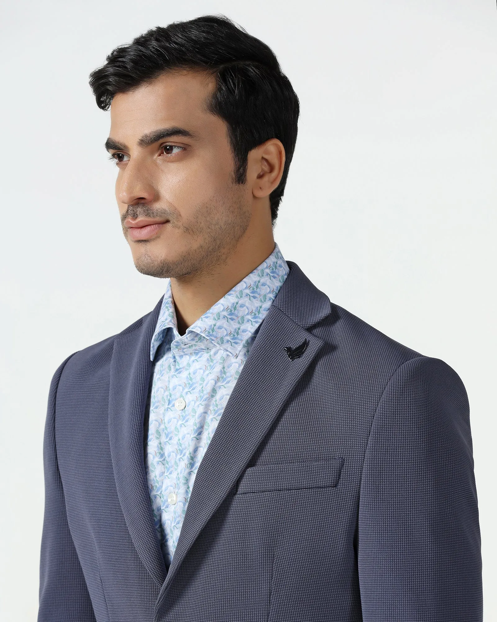 Formal Grey Textured Blazer - Rismo Ergonomic Fit