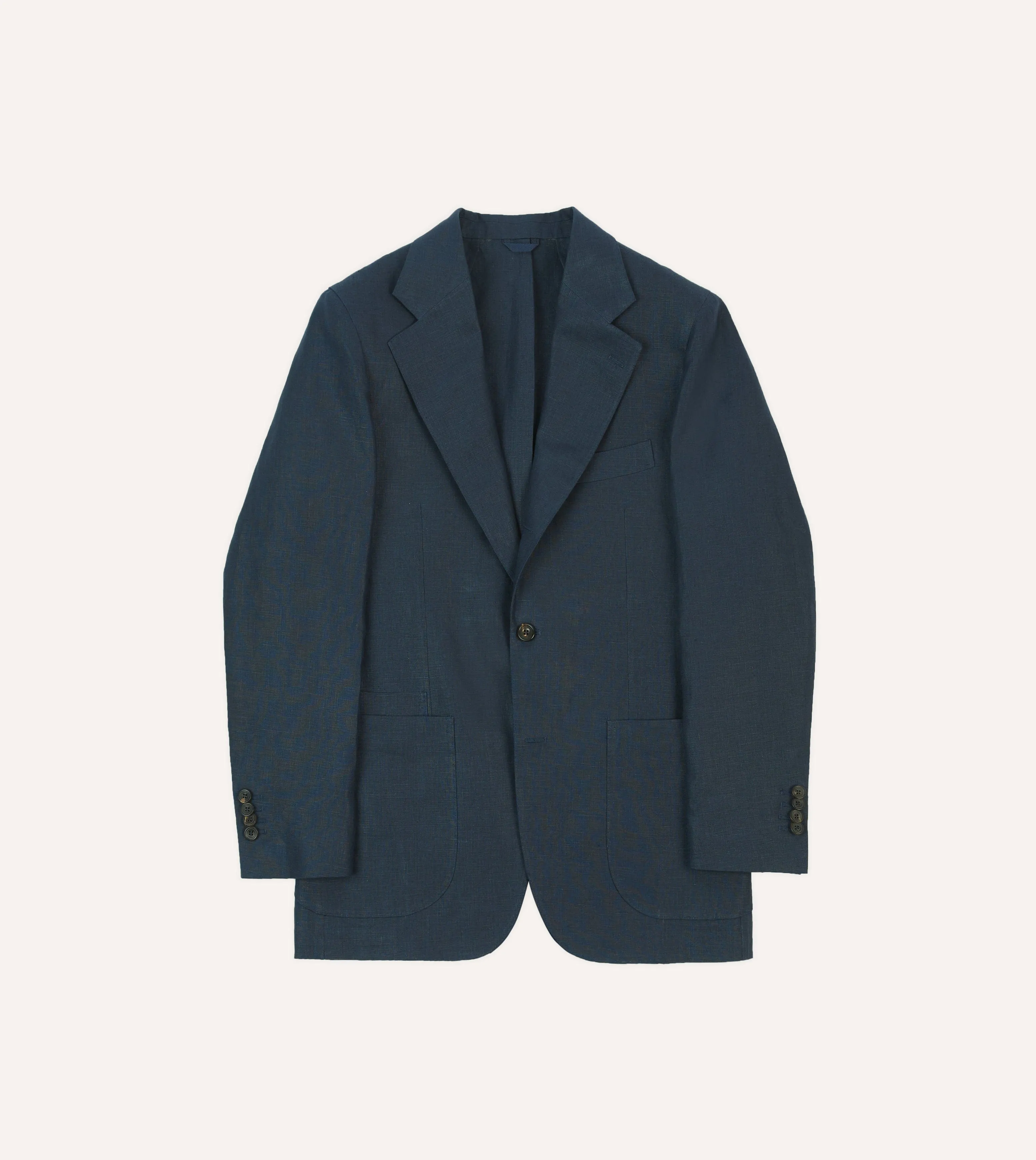Adjustable Hemline Navy Irish Linen Tailored Jacket
