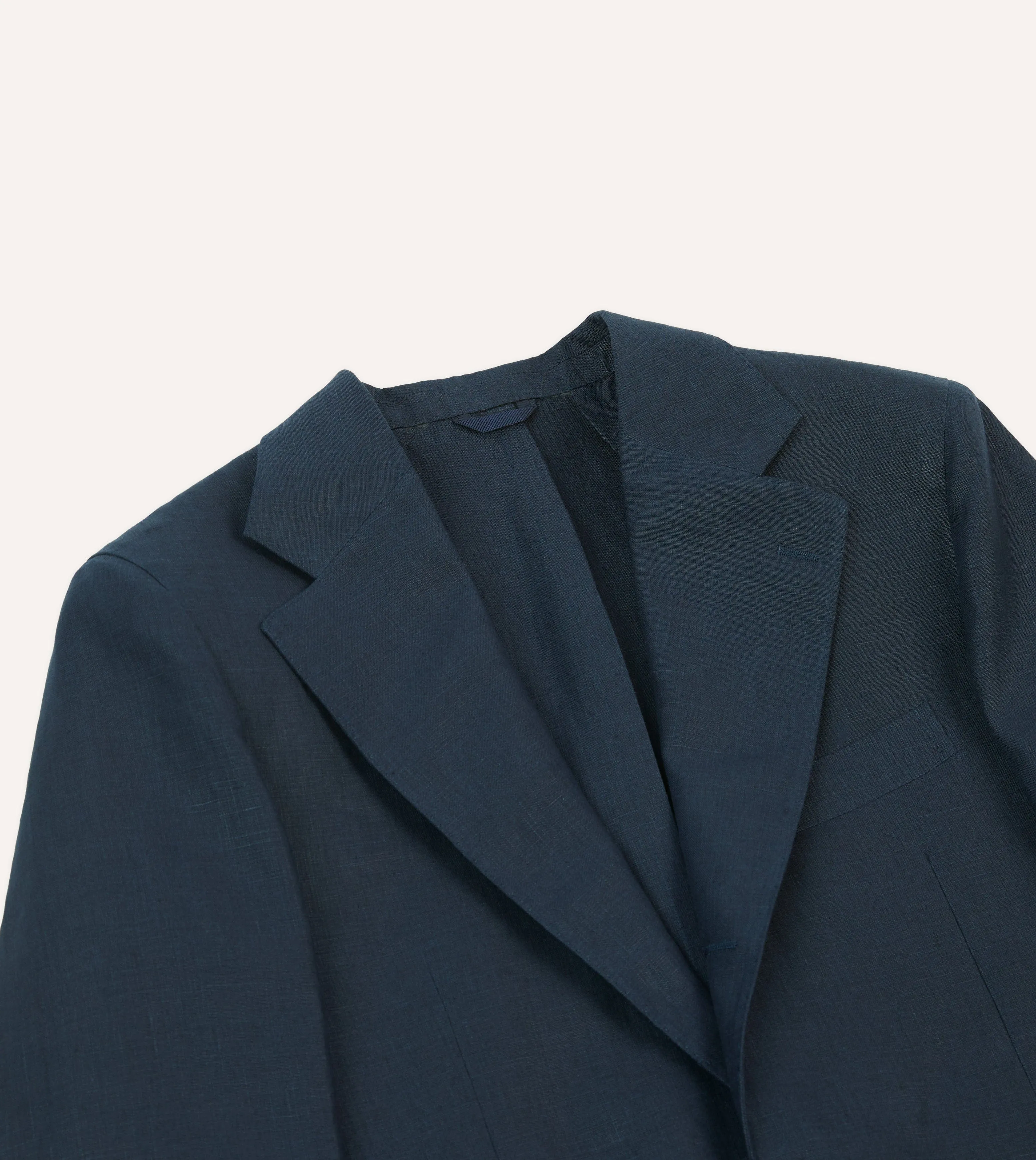Noise Reduciting Fabric InterchangeableLining Navy Irish Linen Tailored Jacket