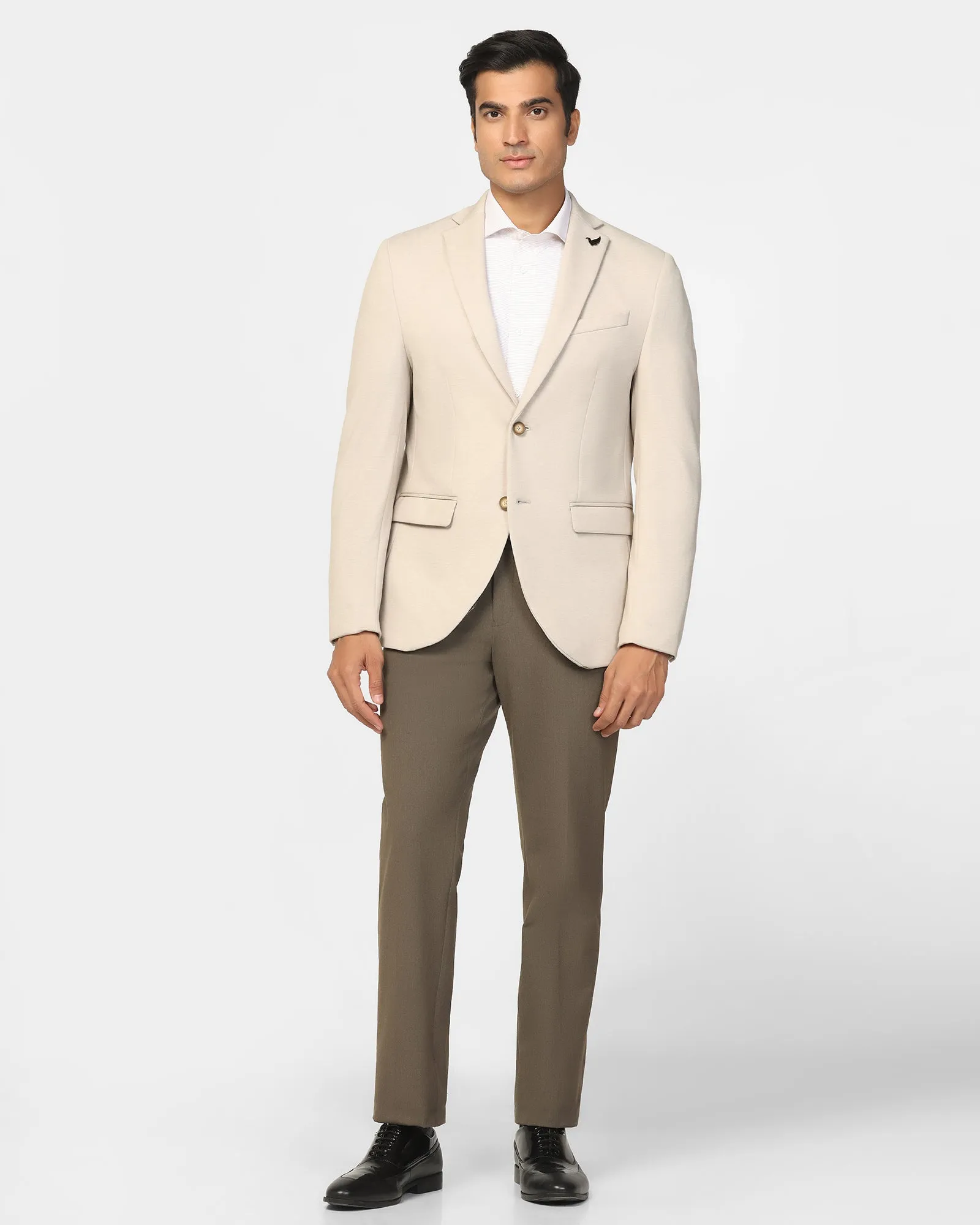 Contemporary Fit Formal Beige Textured Blazer - Dylan