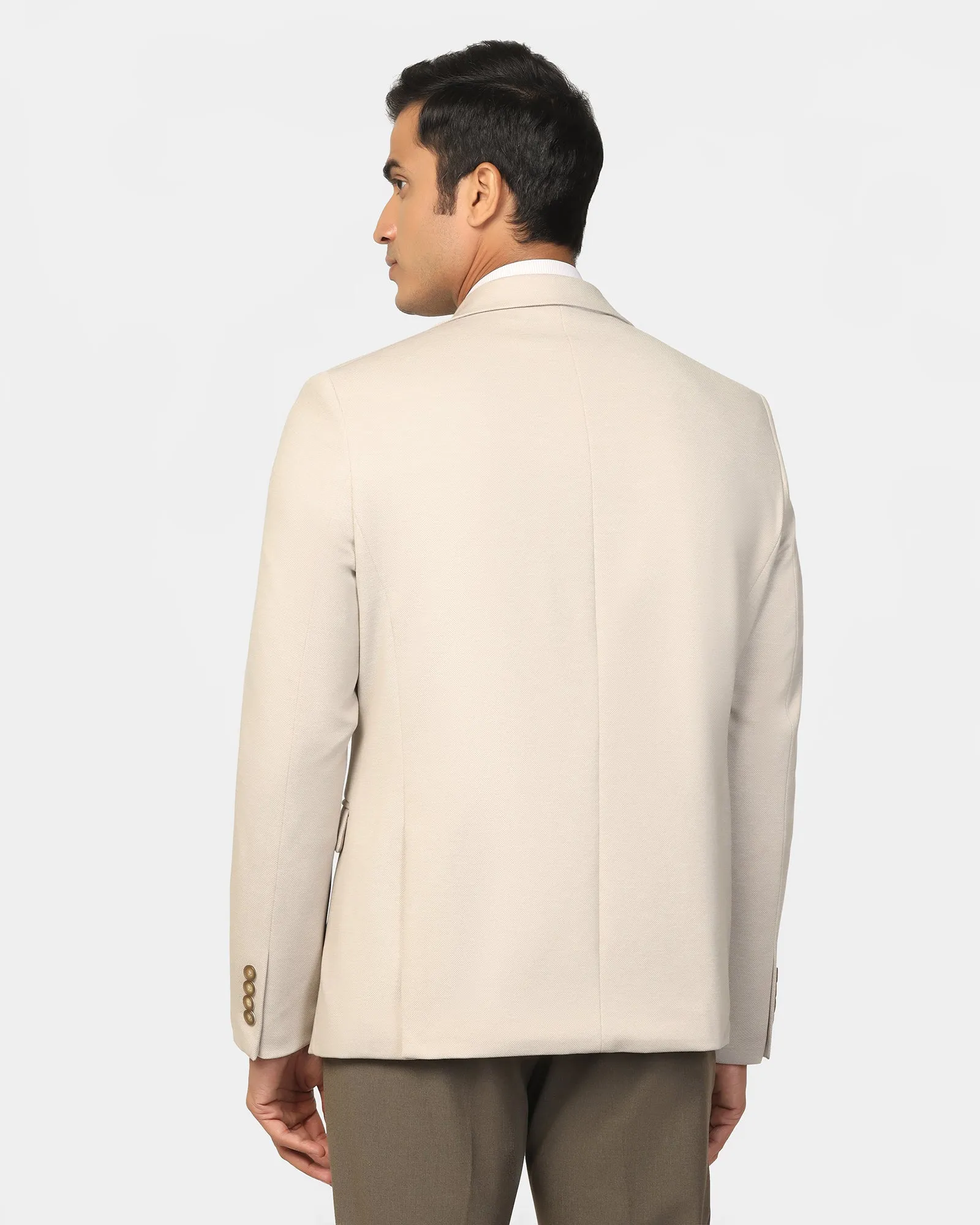 Formal Beige Textured Blazer - Dylan Hidden Storage Compartment Ergonomic Seams