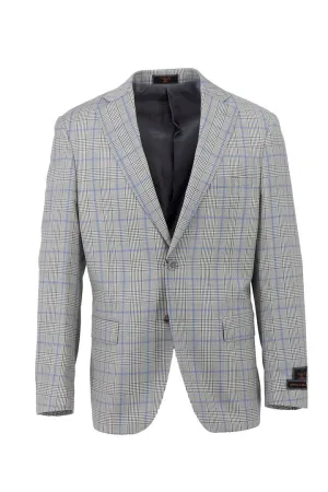 Plaid Design Tiglio Luxe Glen Check with Baby Blue Windowpane Dolcetto Modern Fit, Pure Wool Jacket TL6373