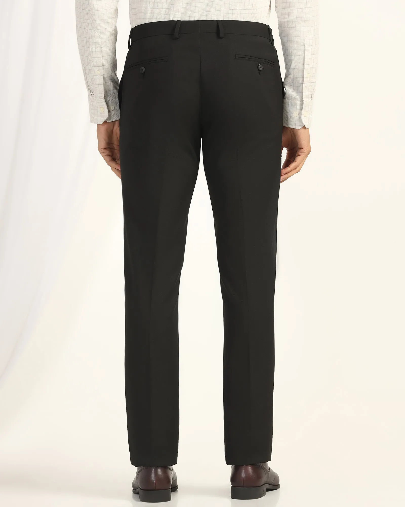 Trendy Fit Simple Cut Slim Comfort B-95 Formal Black Solid Trouser - Oak