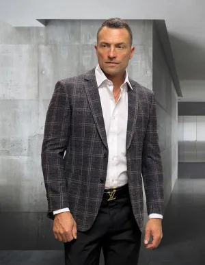 Sporty Layers High Loft Insulation TROPEZ BLACK PLAID TAILORED FIT BLAZER