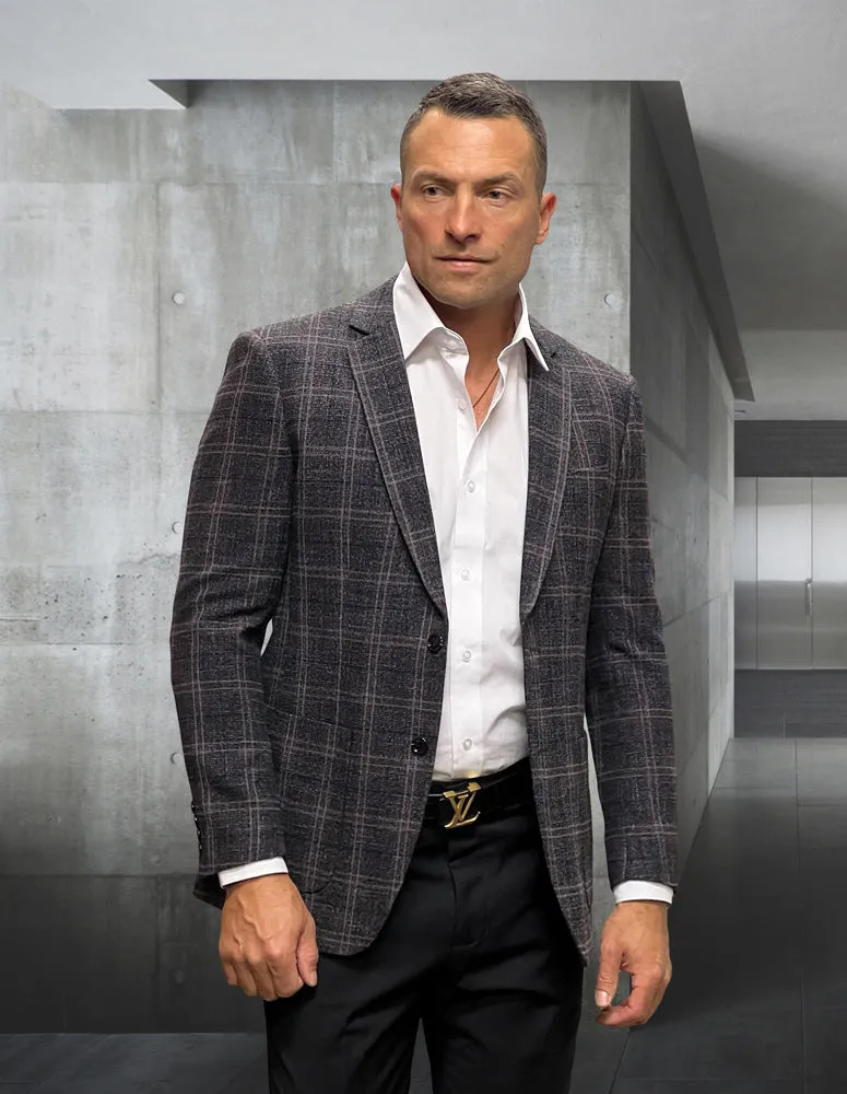 Sporty Layers High Loft Insulation TROPEZ BLACK PLAID TAILORED FIT BLAZER