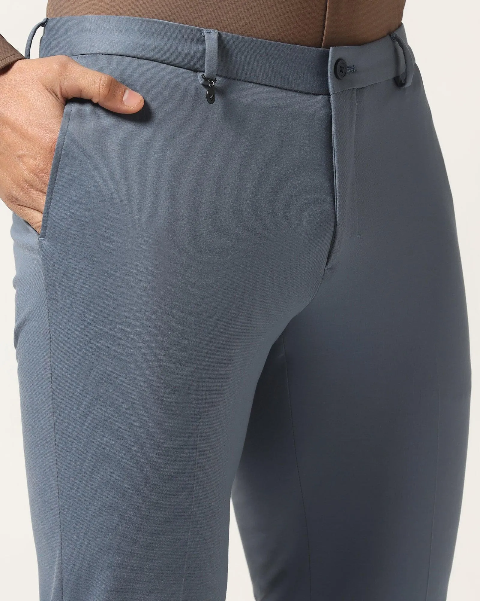 TechPro Slim Fit B-91 Formal Sky Blue Solid Trouser - Explorer Mesh Panel Flexible Fit