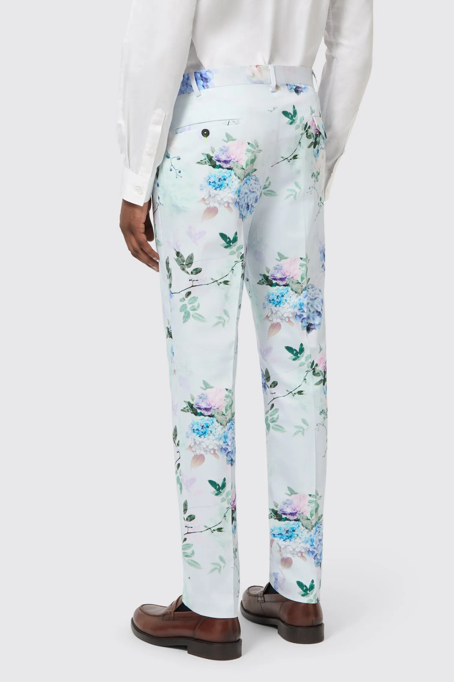 Teacher Chic Smooth Edge Binding Pickhurst Skinny Fit Blue Floral Cotton Trousers