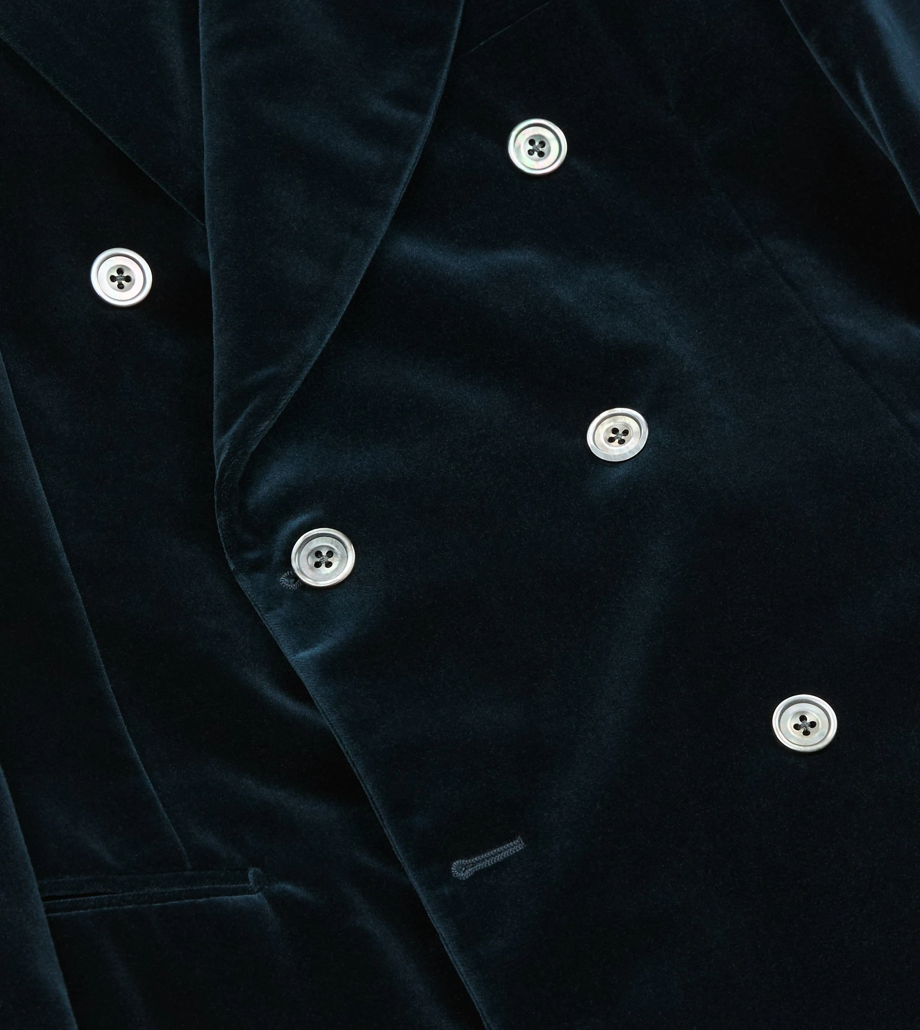 Navy Velvet Double-Breasted Blazer Climate Responsive Textile