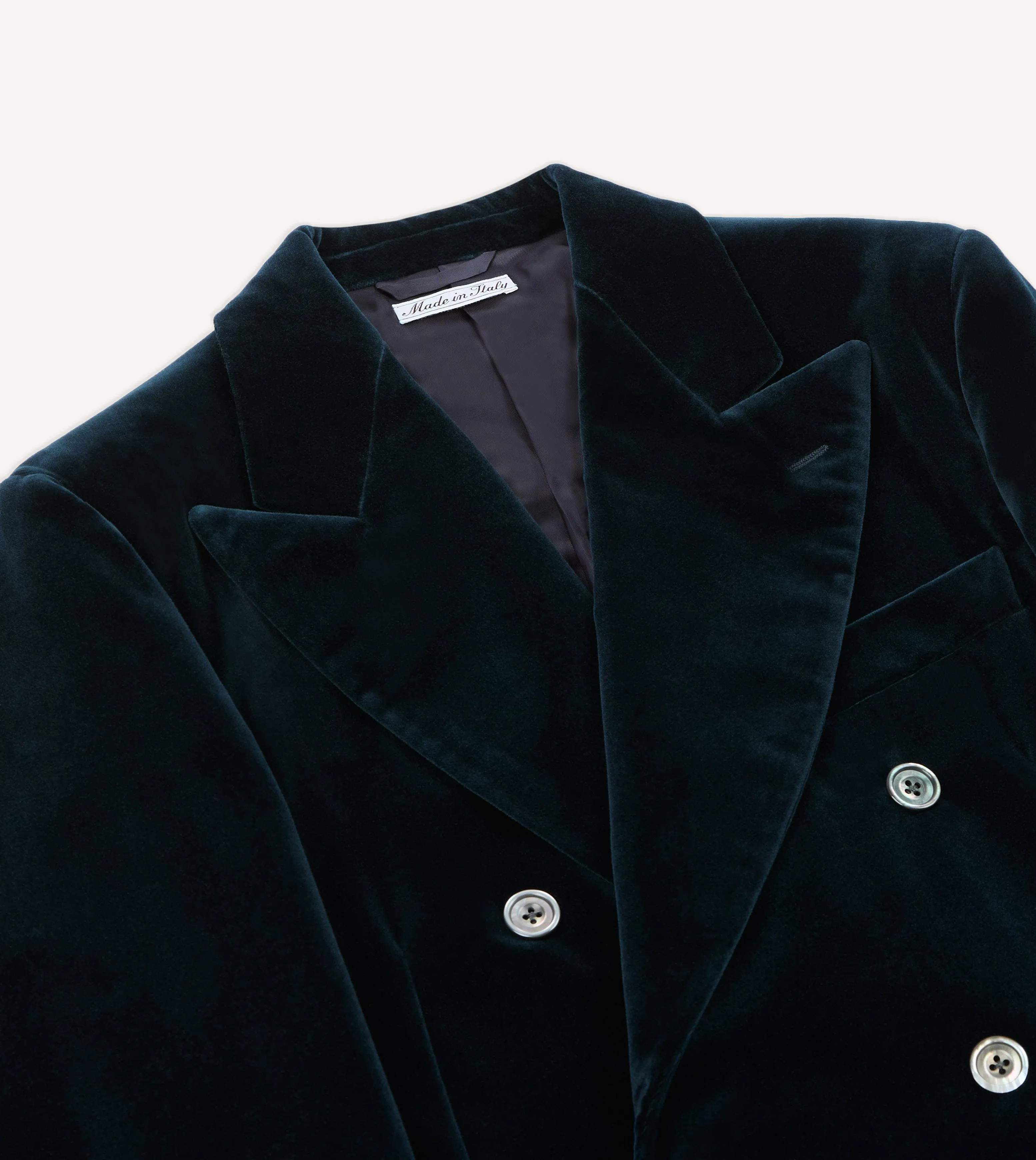 Weather Fit No Wrinkle Navy Velvet Double-Breasted Blazer