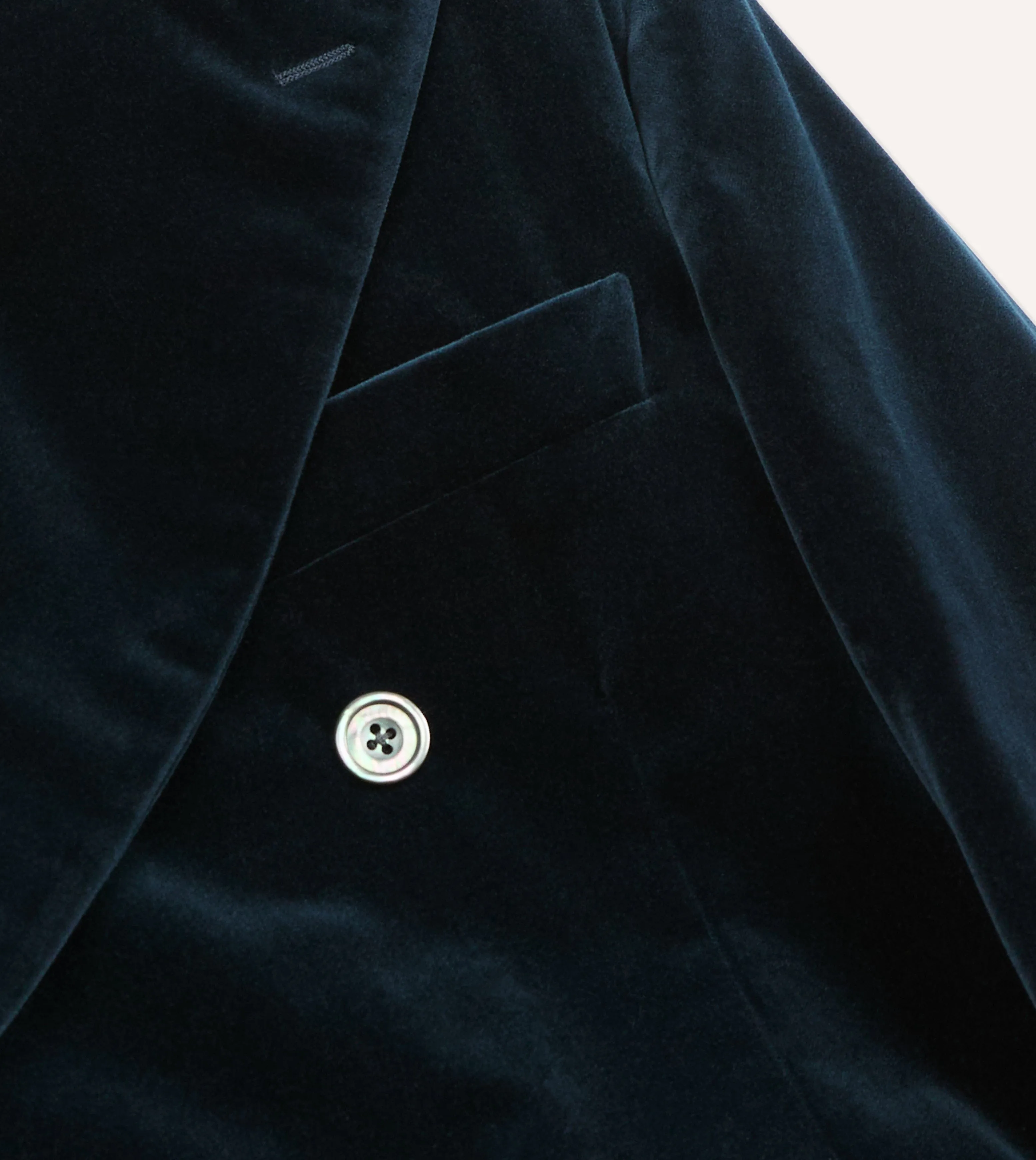 Mesh Venting Navy Velvet Double-Breasted Blazer