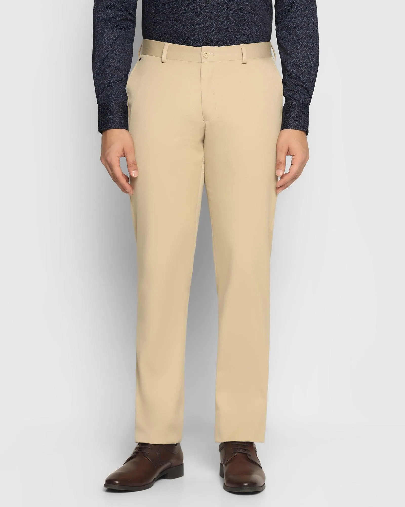 Slim Comfort B-95 Formal Beige Solid Trouser - Sodrick Versatile Layering