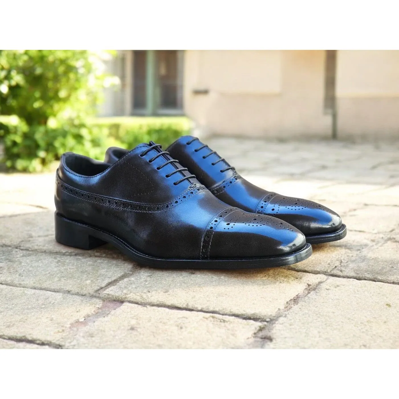 Nordic style Occasion Mode Carrucci Black Cap Toe Oxford Dress Shoe  - KL903-06