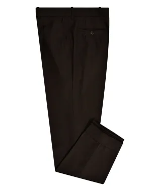 Brown Wool Birdseye Dress Pant Contoured Panel Design