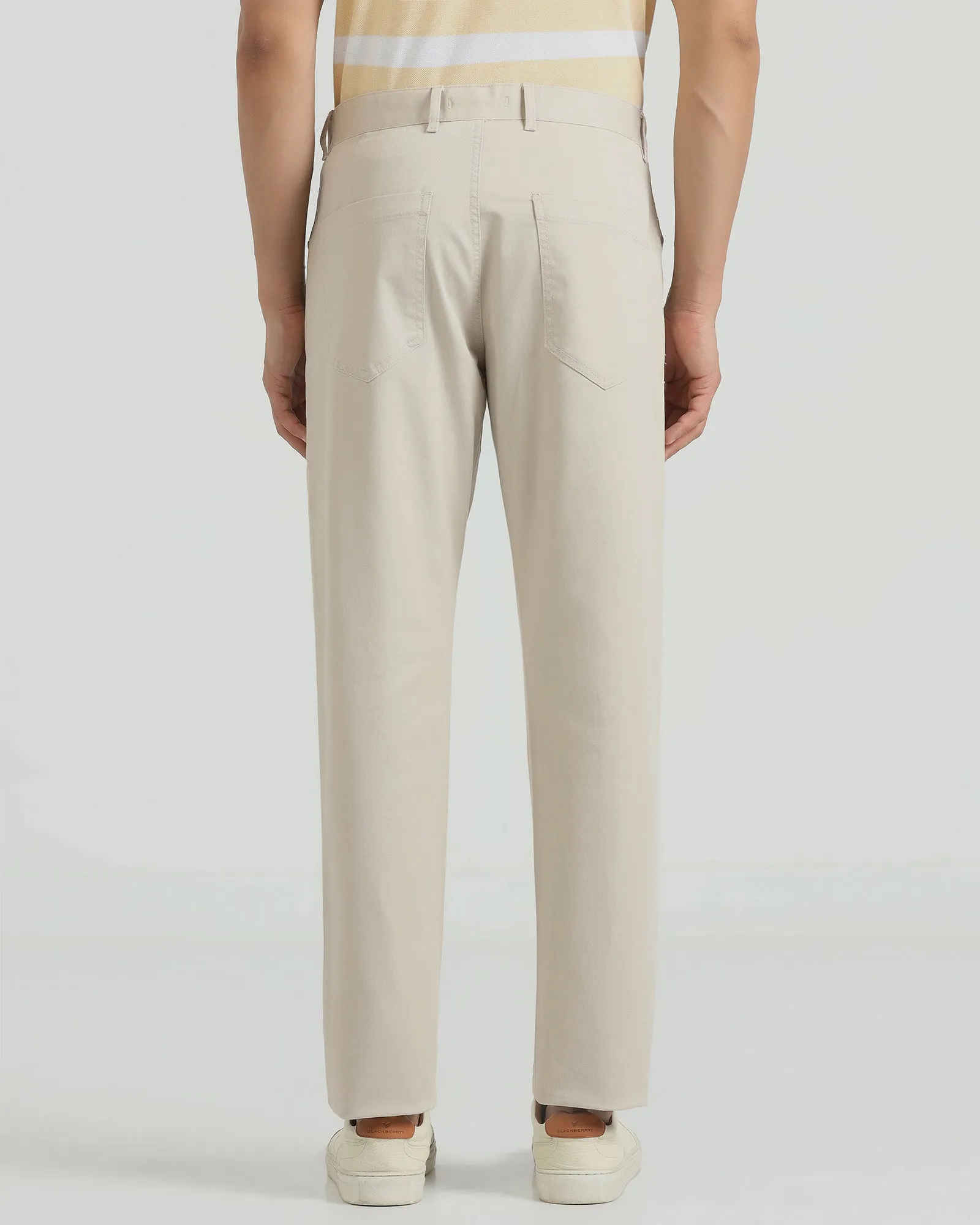 Slim Comfort B-95 Casual Beige Solid Khakis - Silvet Sleek and Soft