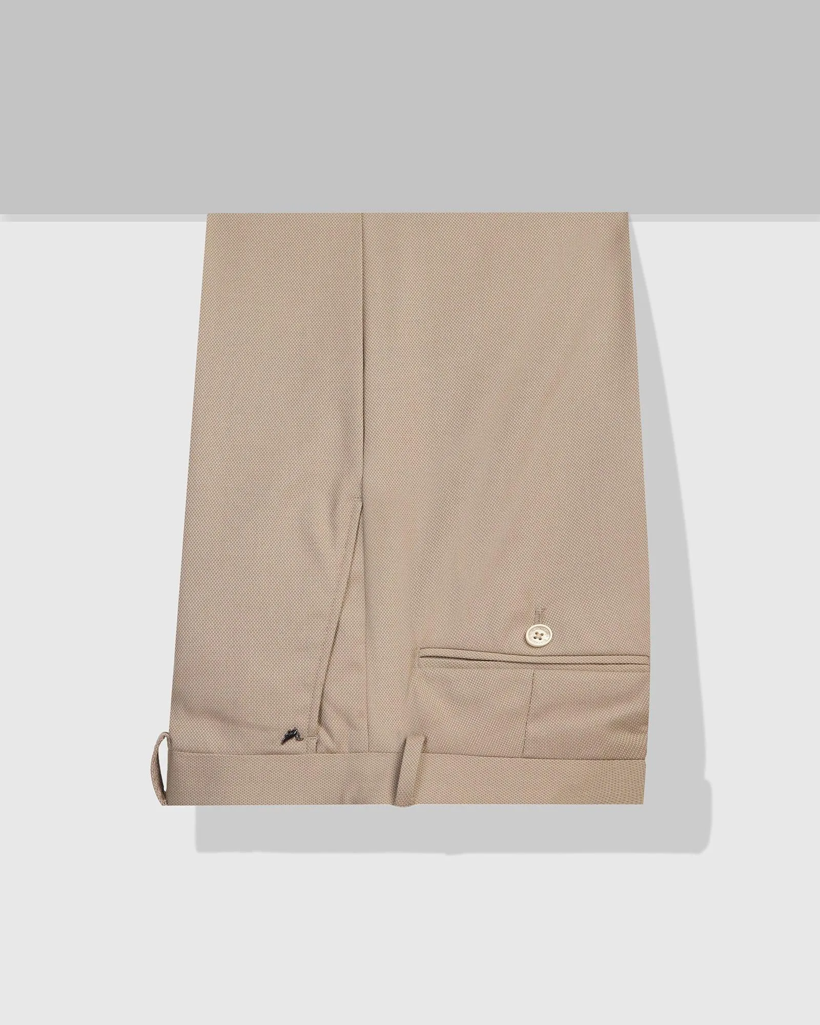 Comfort Style Slim Comfort B-95 Formal Beige Textured Trouser - Scout