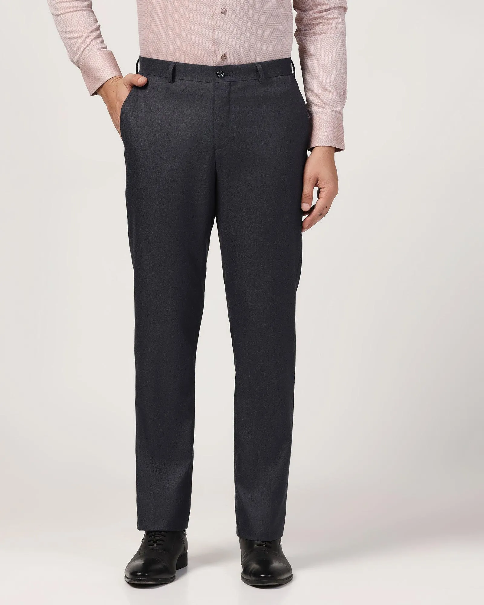Comfort Control Slim Comfort B-95 Formal Navy Textured Trouser - Jimy