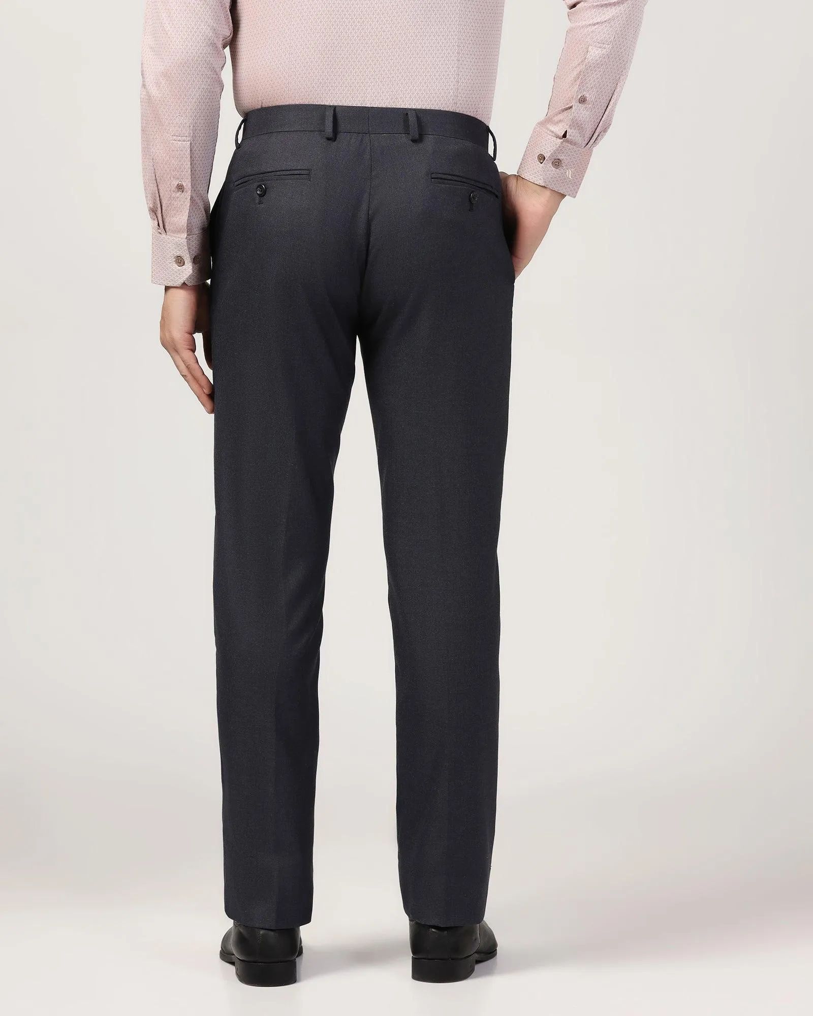 Slim Comfort B-95 Formal Navy Textured Trouser - Jimy Easy Motion Neutral Look