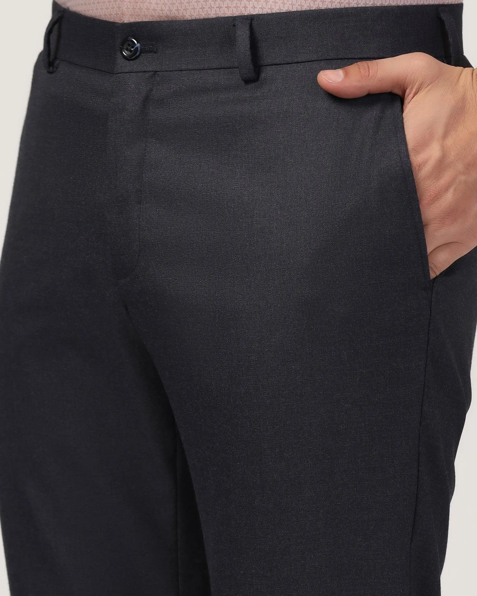 Weekend Wear Slim Comfort B-95 Formal Navy Textured Trouser - Jimy