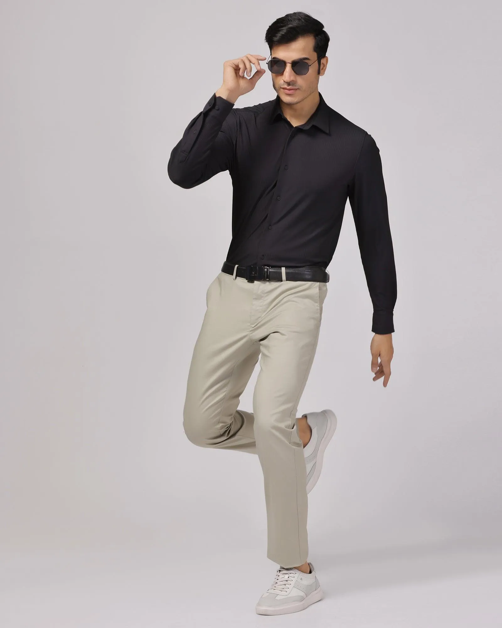 TechPro Slim Comfort B-95 Casual Light Olive Solid Khakis - Andros Low Bulk Material