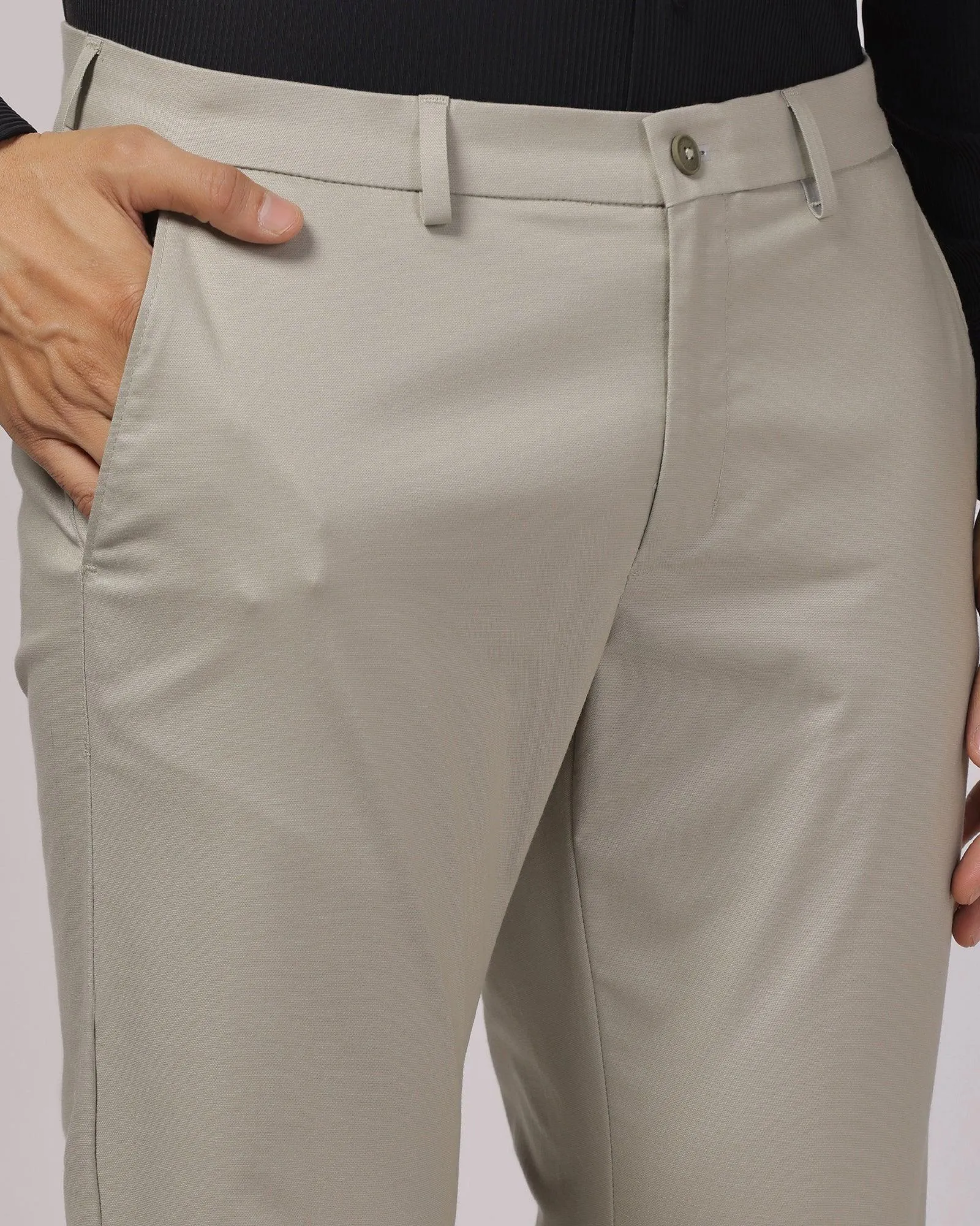 Chic Fit Chilly Weather Comfort TechPro Slim Comfort B-95 Casual Light Olive Solid Khakis - Andros