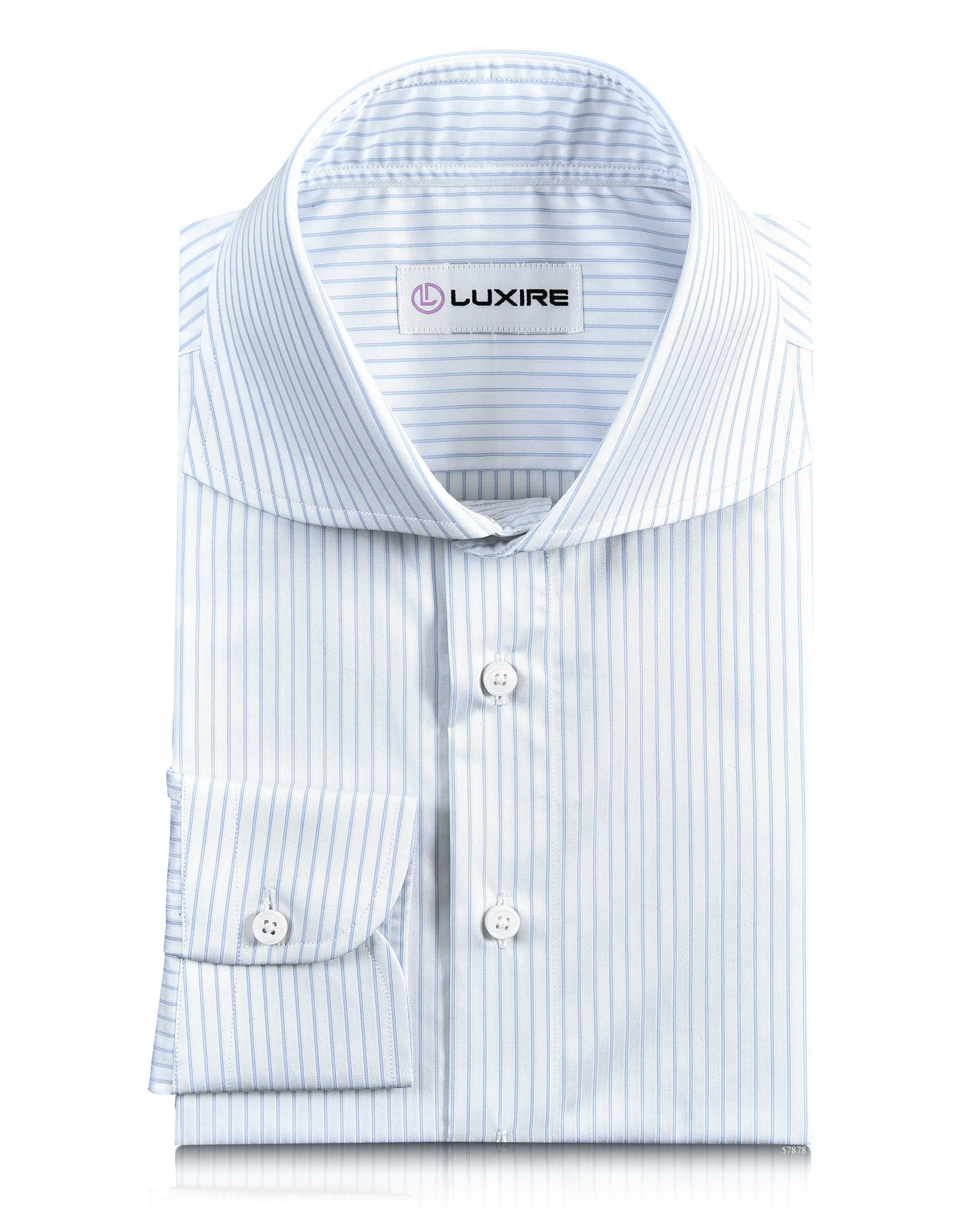 Luxire Priviledge: Pale Blue Pin Stripes On White Dobby Shirt Monochrome Palette
