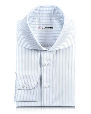 Luxire Priviledge: Pale Blue Pin Stripes On White Dobby Shirt Monochrome Palette