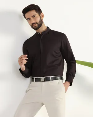 Structured Collar Elegant Finish Formal Brown Textured Shirt - Rome