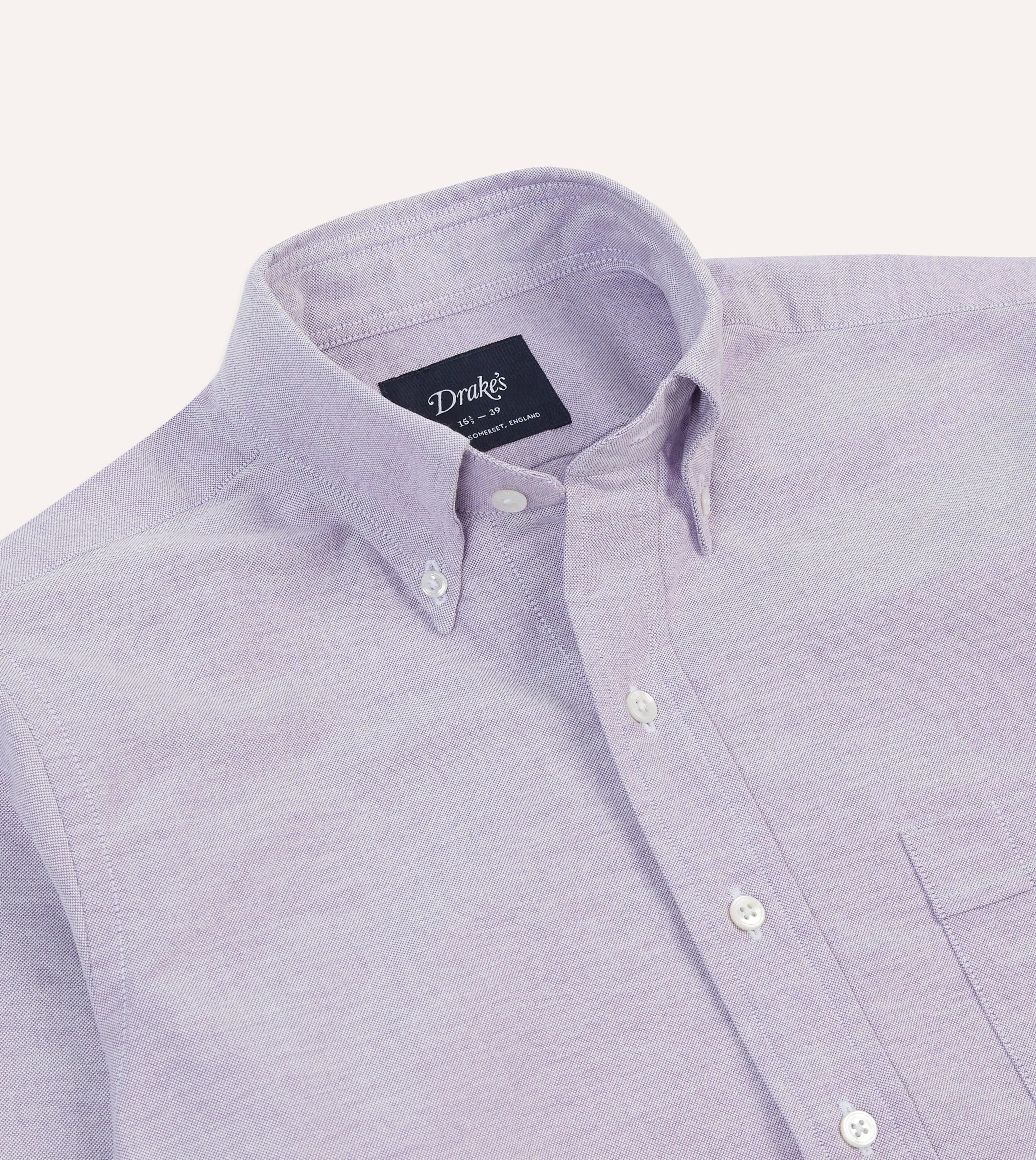 Lilac Cotton Oxford Cloth Button-Down Shirt Stretchable Material