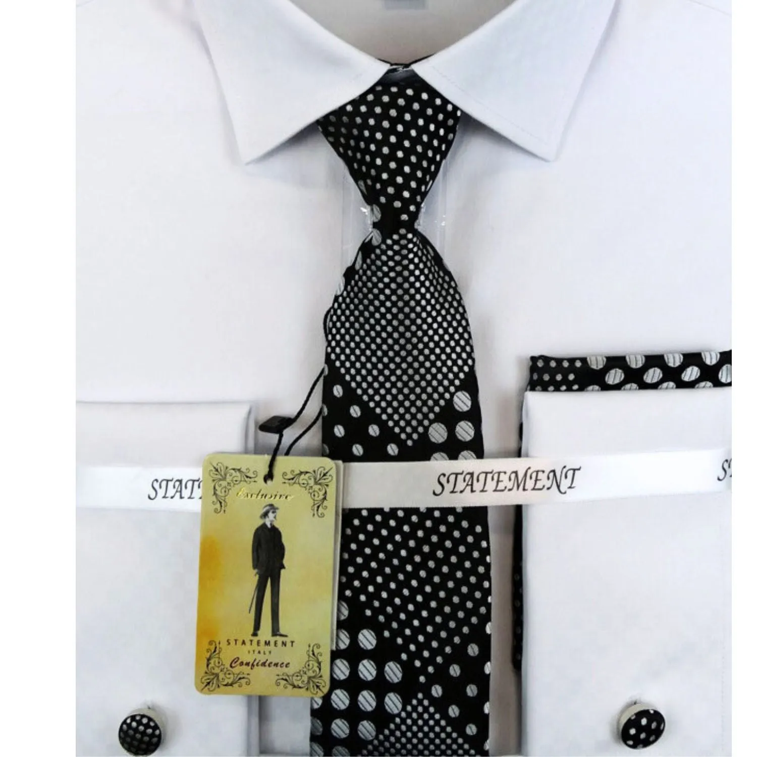 Men's Black and White Dress Shirt Ensemble Moisture wicking Unisex Choice