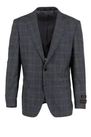 Basic Essential Layer Tiglio Luxe Gray Mini Check with Taupe Windowpane Dolcetto Modern Fit, Pure Wool Jacket TL3328