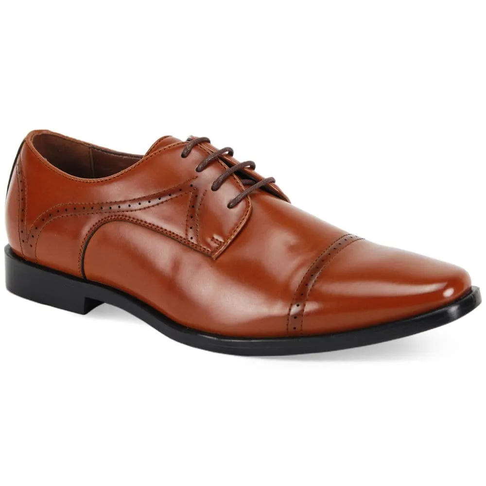 Cognac Cap Toe Dress Shoes Quick Dry Technology High Rebound Midsole Foam