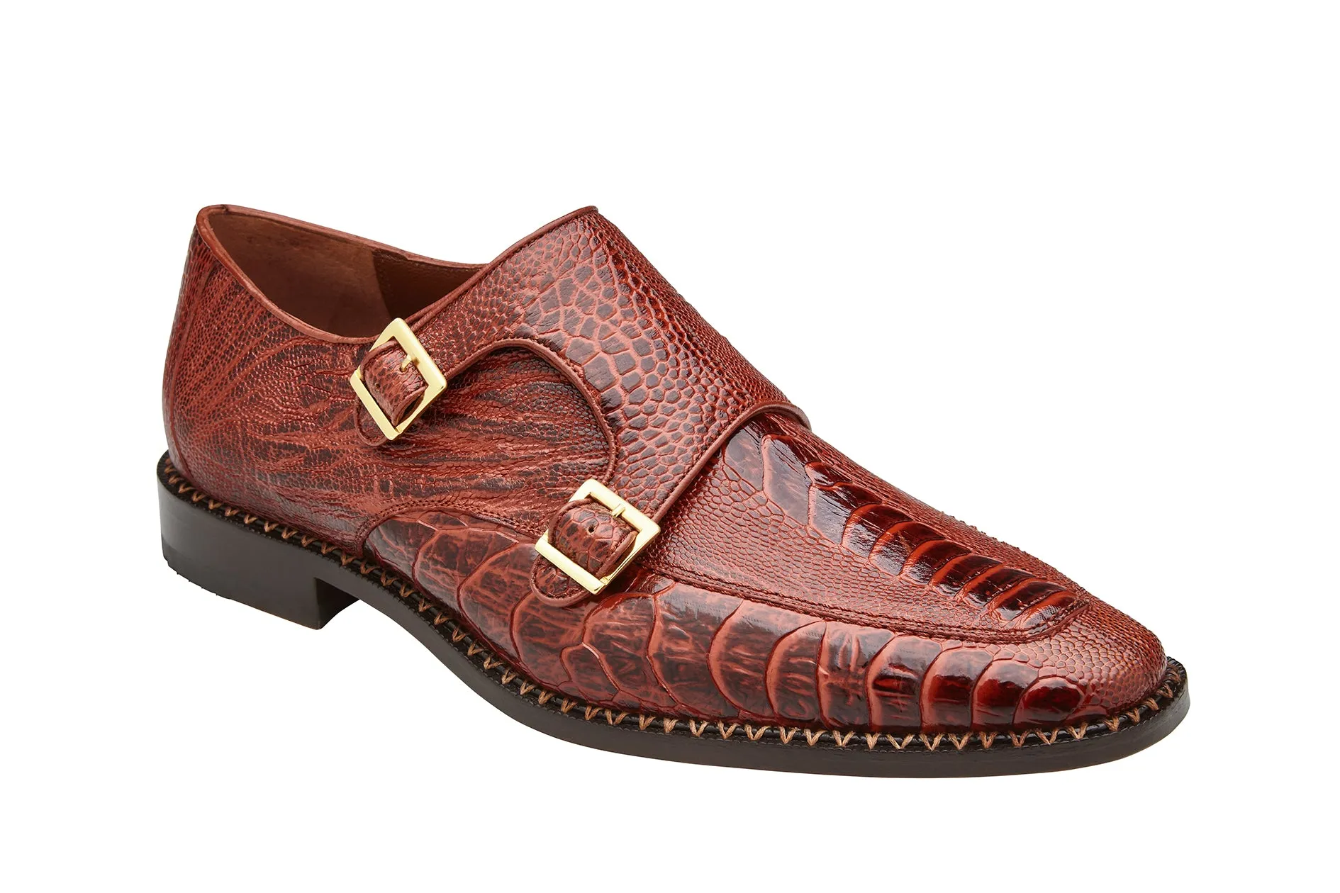 Zen Step Belvedere - Valiente - Genuine Ostrich Double Monk Strap Dress Shoe - Ant. Rust - 02442 (IN STORE)